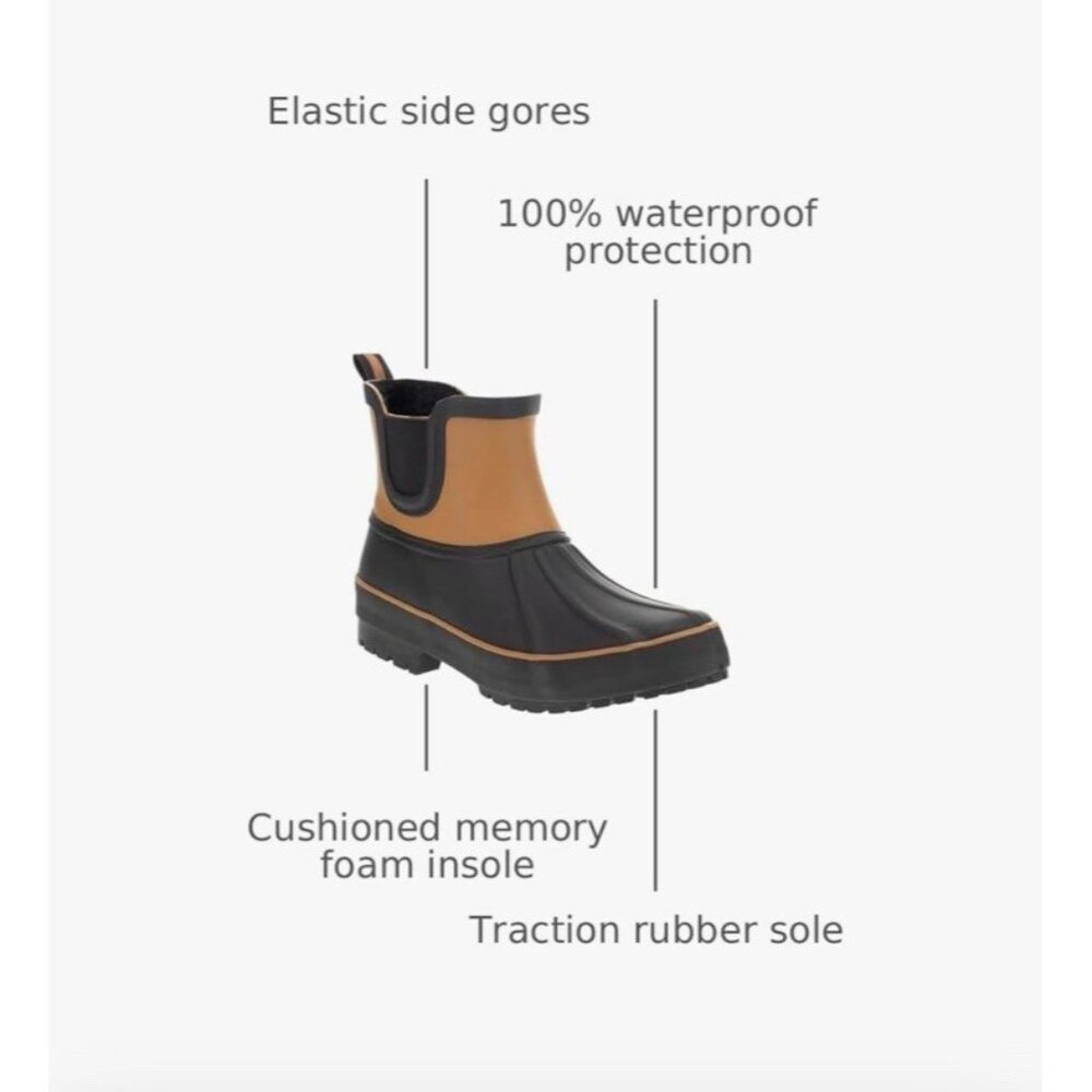 Chooka Women 8 Chelsea Duck Rain Boot Waterproof Plush-Lined Memory Foam Insole - Picture 3 of 12